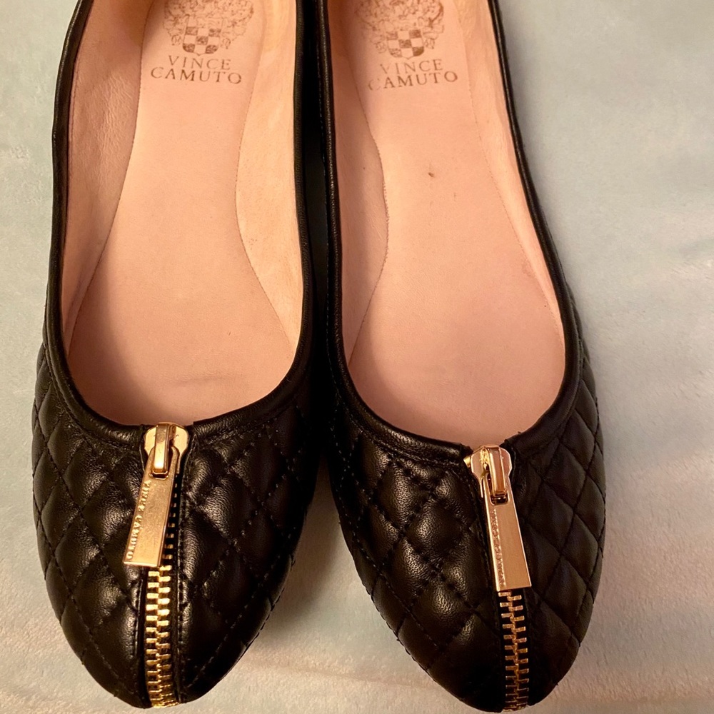 Vince Camuto “Bands” Black Quilted Ballet Flat
